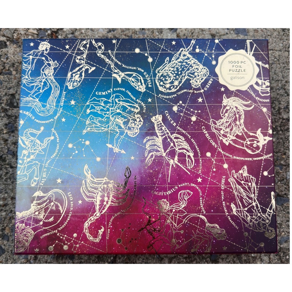 Galison Astrology Foil Puzzle 1000 Piece Zodiac Constellation Gold 27x20"